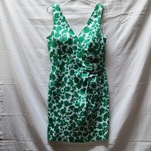 Donna Ricco New York,  Green Floral Sleeveless V-Neck Dress, Size 8P